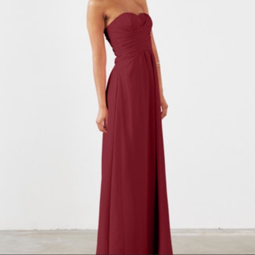 Strapless Bridesmaid Long Formal Dress Wine Size 2